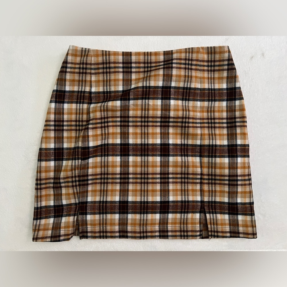 Brown Tan Pencil Skirt with Slits